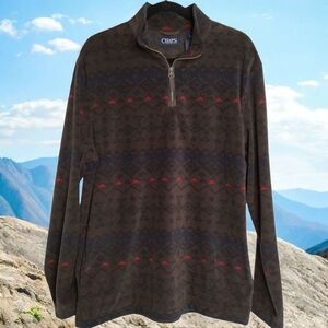Chaps Long Sleeve Pullover Fleece Top Med. NWT COLOR:ANT‎ BROWN MEN'S